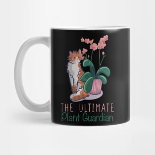 The Ultimate Plant Guardian - Orange and white cat with orchid Mug